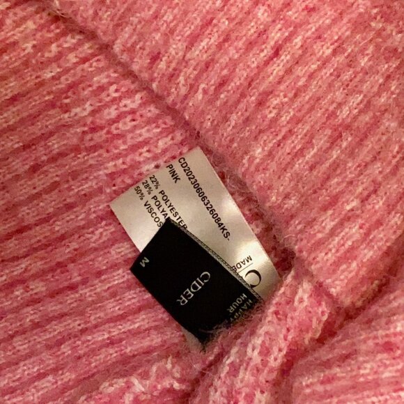 Cider Short Sleeve Cropped Crew Sweater Top Pink M Medium - Picture 3 of 3